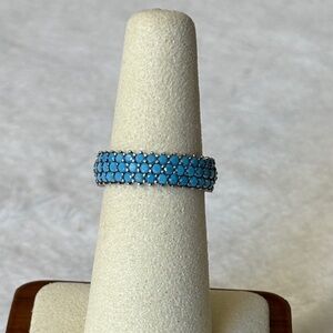 S925 Synthetic Turquoise Eternity Band Sterling Silver Ring